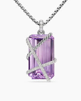 Cable Wrap Amulet in Sterling Silver with Lavender Amethyst and Diamonds, 32mm